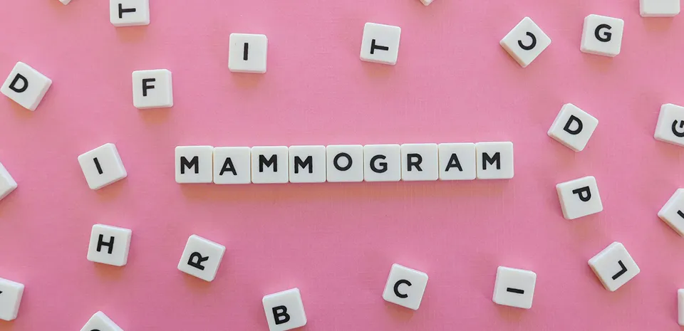 cubed letters spelling mammogram