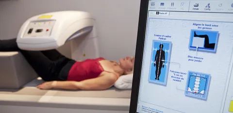 woman getting bone density scan