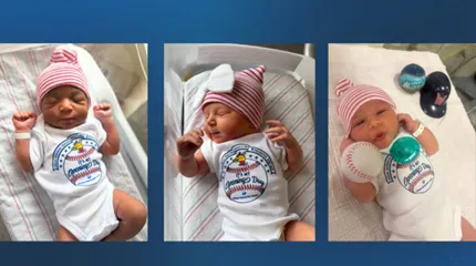 Three newborns wearing WooSox onesies arrived for the start of the season.