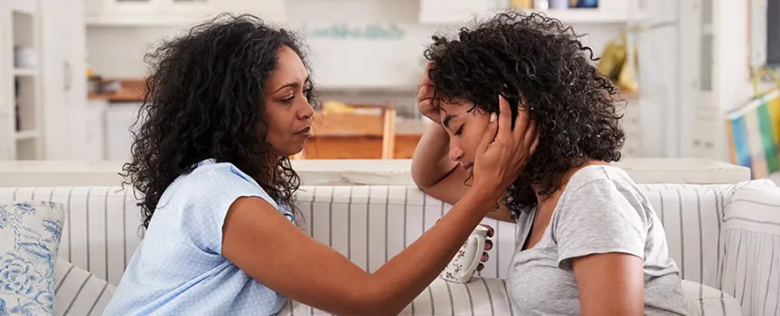 mom helping daughter cope